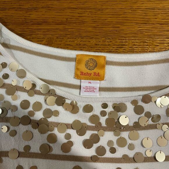 Ruby Rd Women’s White and Gold Top XL - Picture 5 of 11